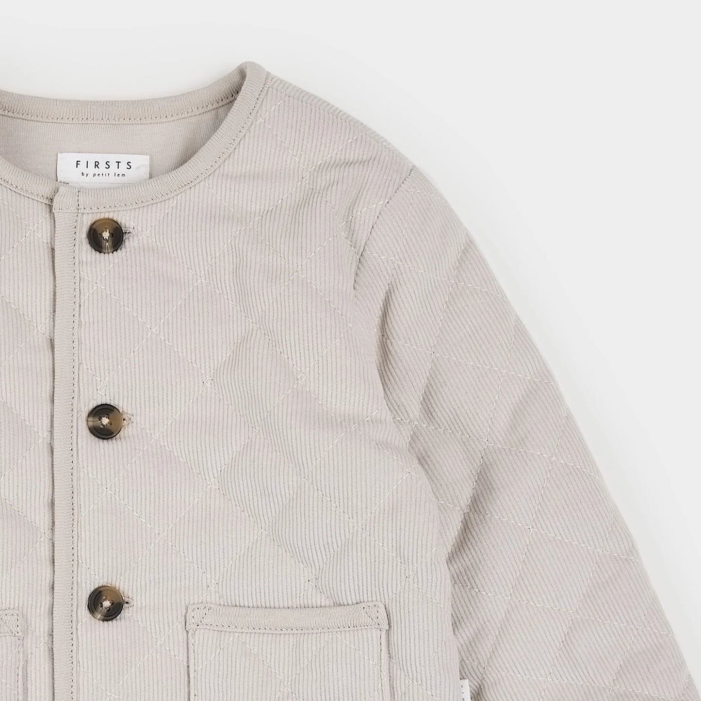 Quilted Micro Corduroy Jacket - Beige