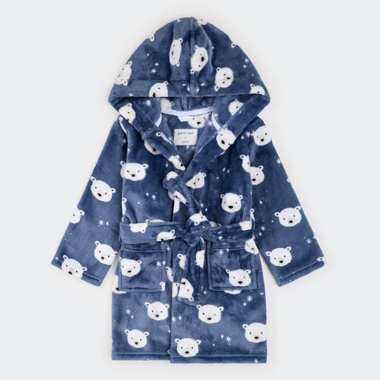 Plush Robe - Indigo Blue Polar Bears