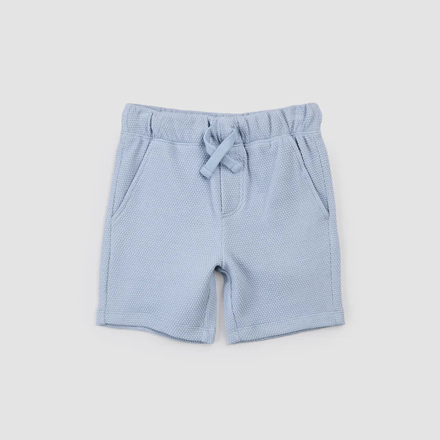 Knit Shirt and Short Set - Dusty Blue