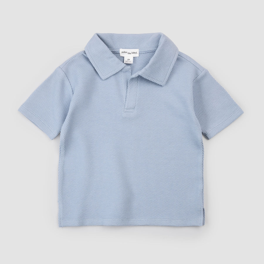 Knit Shirt and Short Set - Dusty Blue