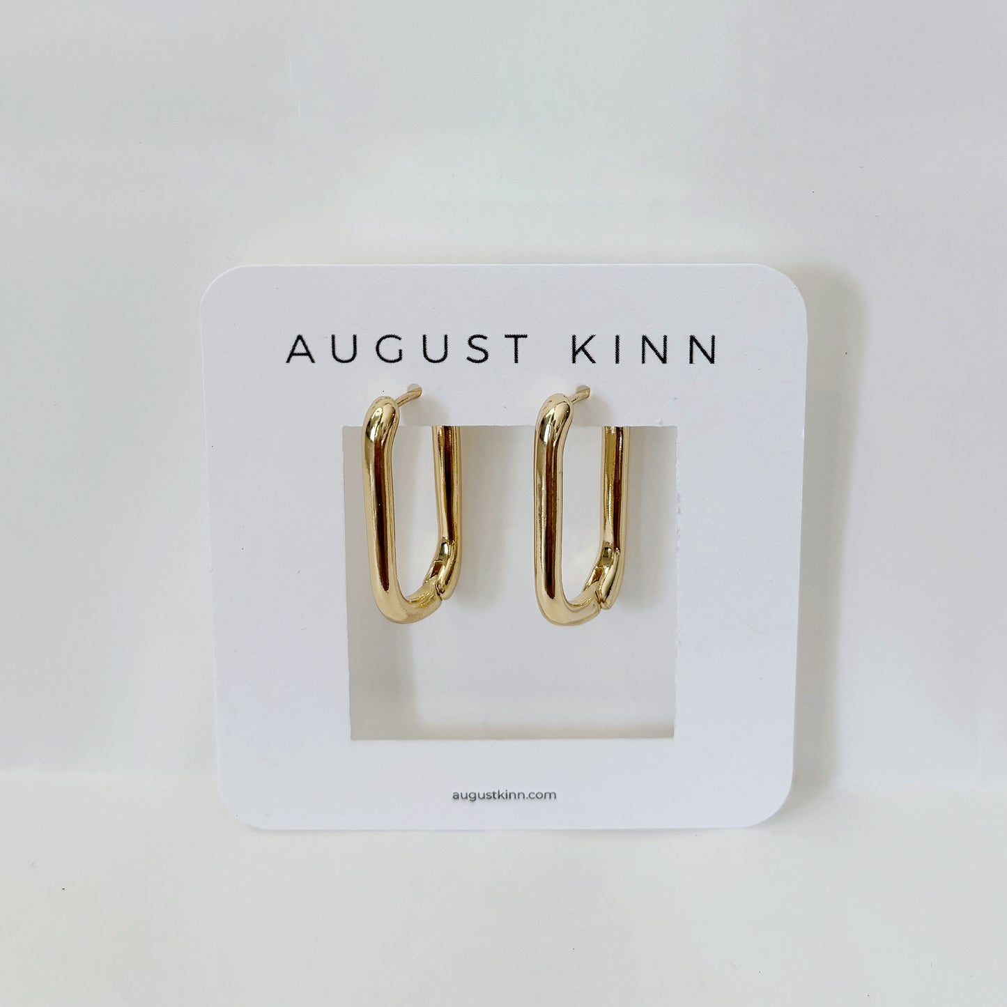 Gold Earrings - Elongated Hoops