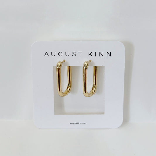 Gold Earrings - Elongated Hoops