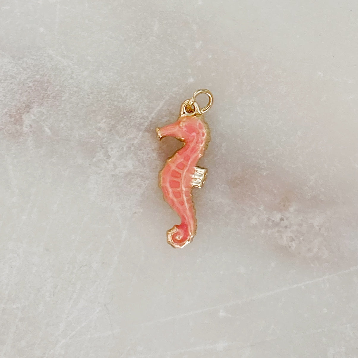 Coral Seahorse Charm - Gold