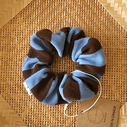 Towel Stripe Scrunchie - Blue/Brown