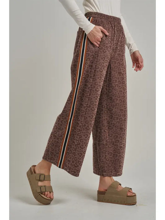 Leopard Wide Leg Pants - Vintage Mocha