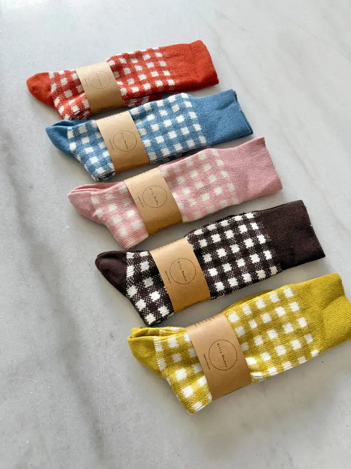 Cotswold Gingham Socks - Blush Pink