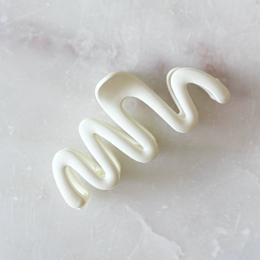 Matte Scribble Hair Clip - Ivory