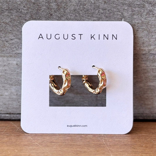 Gold Crater Hoop Earrings