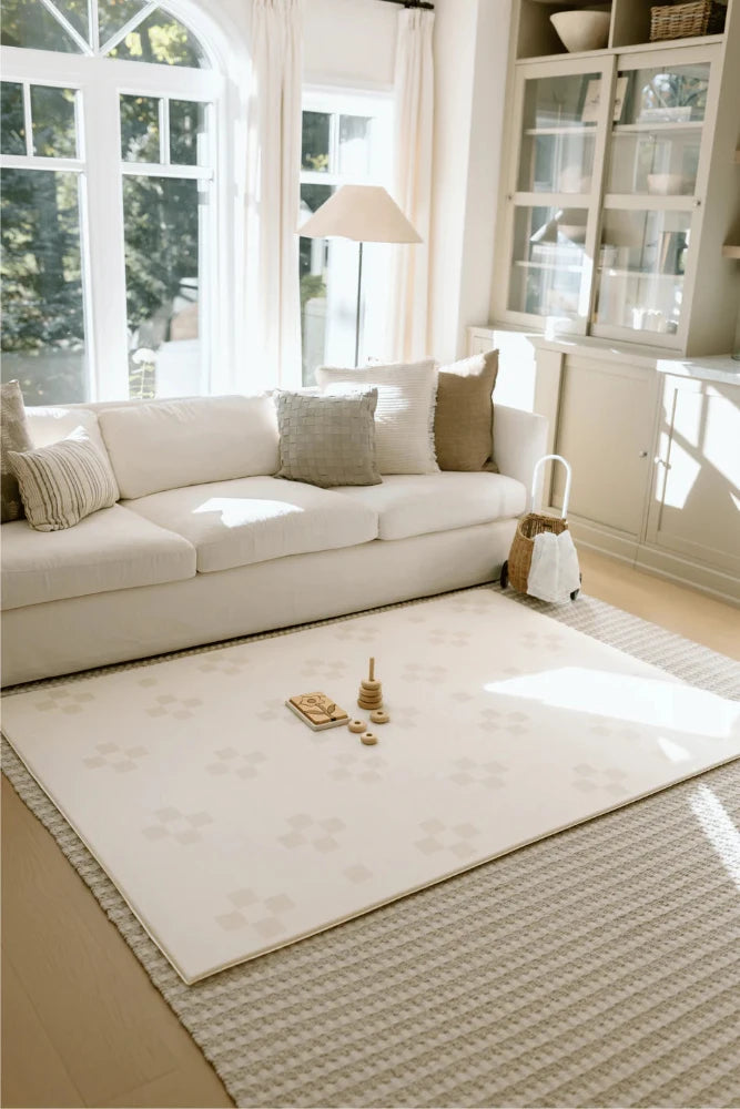 Reversible Padded Play Mat - Taupe Squares & Terrazzo