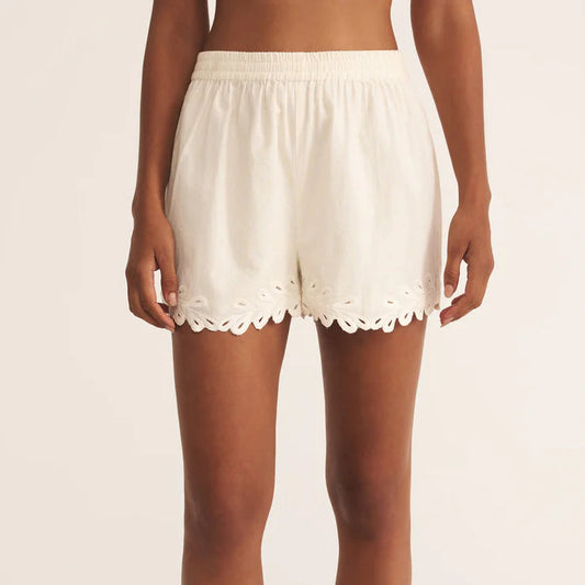 Pesaro Embroidered Linen Short - White