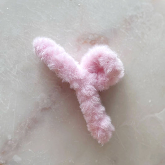 Fluffy Hair Clip - Light Pink