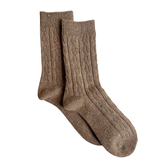 Cotton Confetti Knit Socks - Coffee