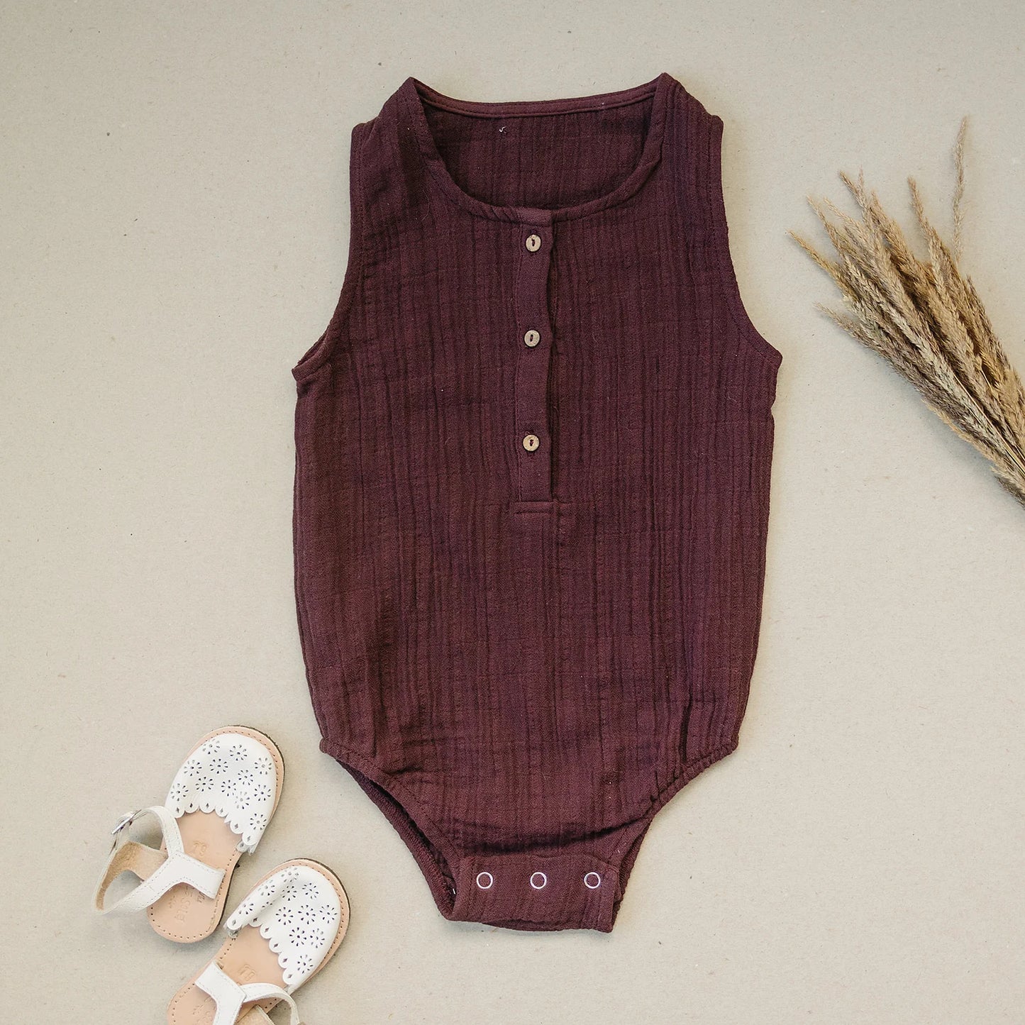 Crinkle Bodysuit - Wine