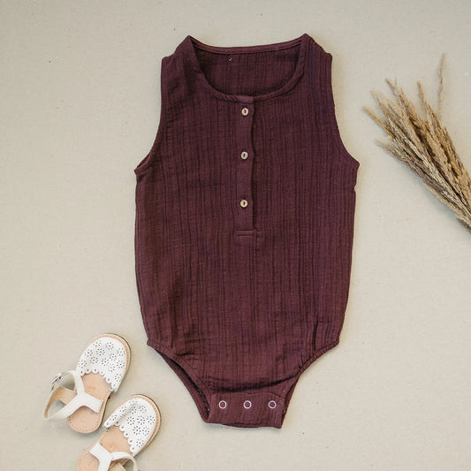 Crinkle Bodysuit - Wine