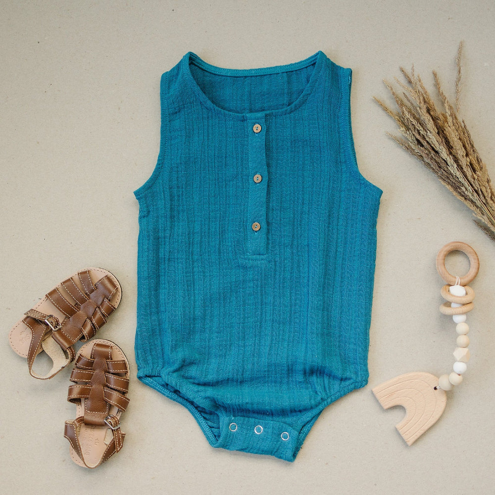 Crinkle Bodysuit - Lyons Blue
