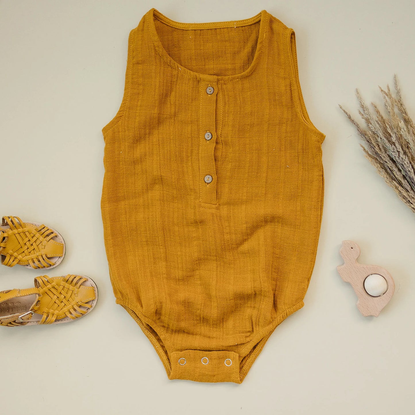 Crinkle Bodysuit - Saffron