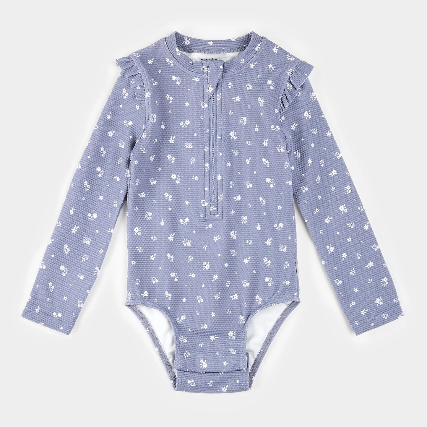 Long-Sleeve One-Piece Swimsuit - Blue Wildflower