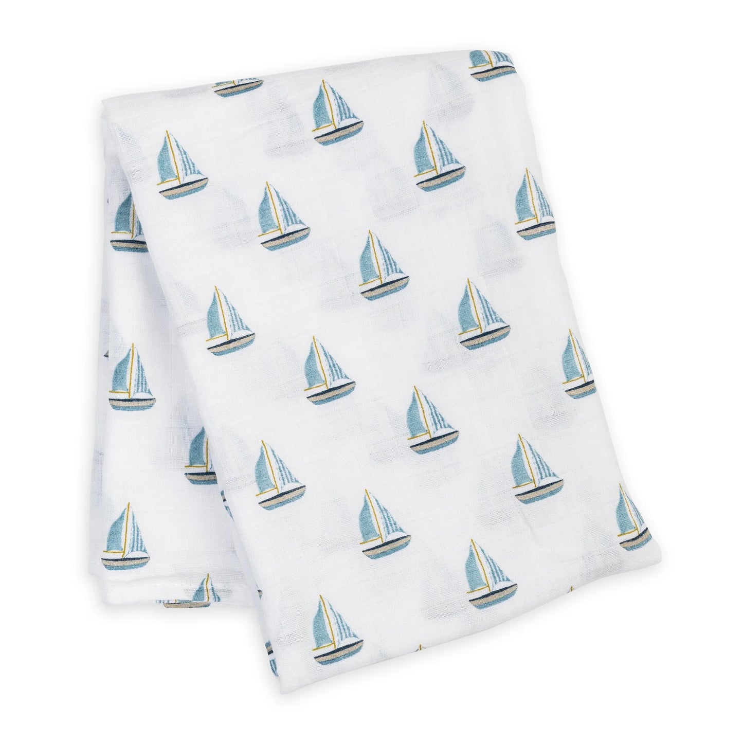 Cotton Muslin Swaddle - Sailboat