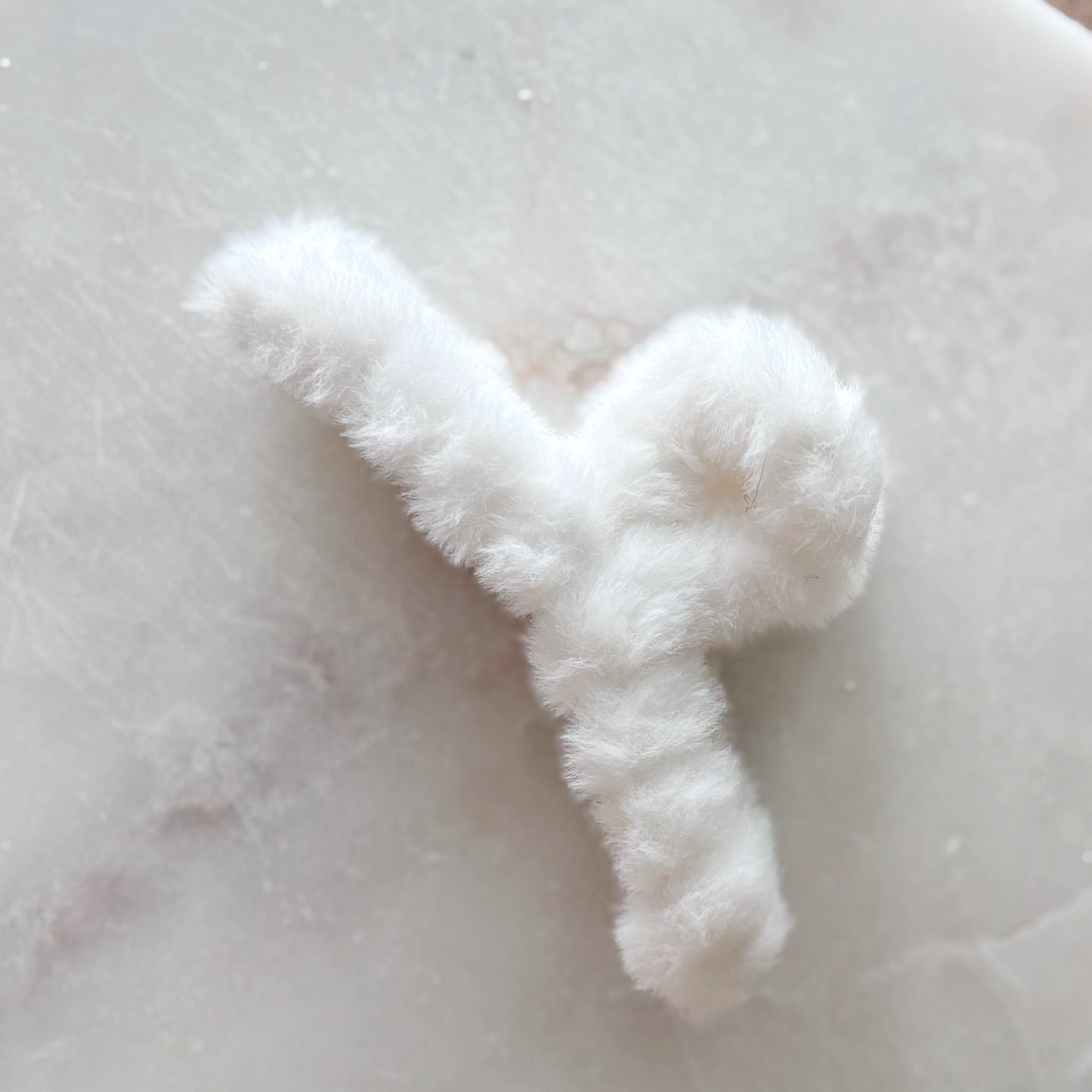 Fluffy Hair Clip - White