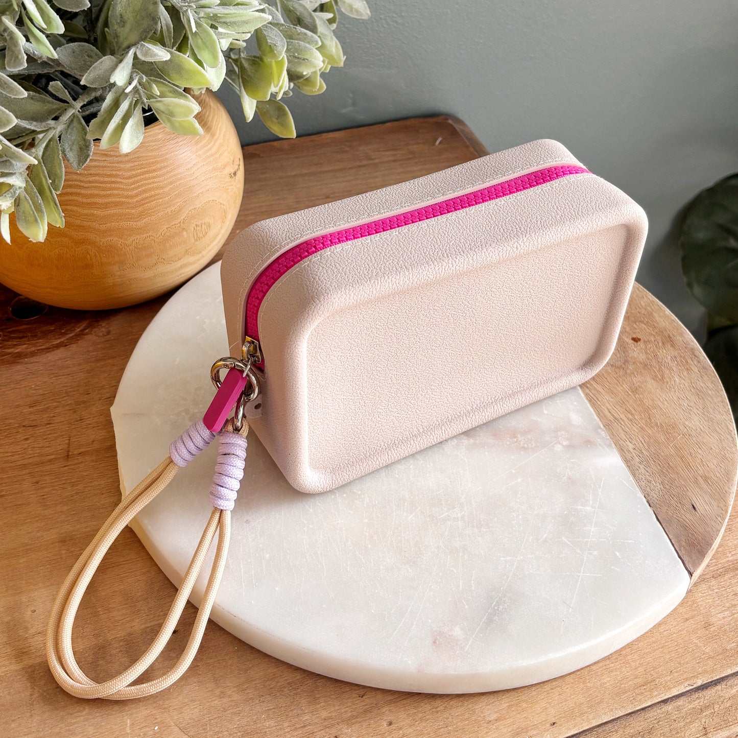 Silicone Cosmetic Pouch - Khaki Pink