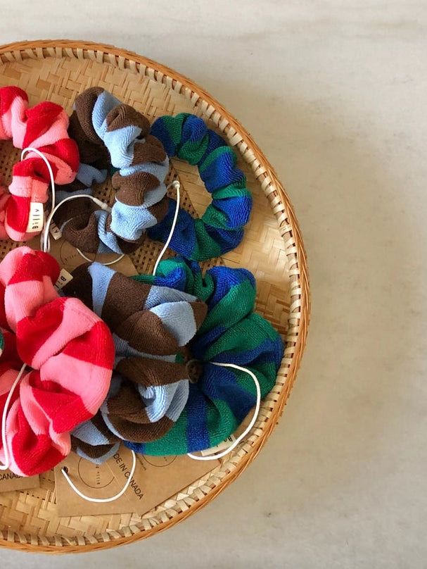 Towel Stripe Scrunchie - Pink/Red