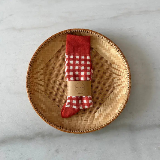 Cotswold Gingham Socks - Terracotta