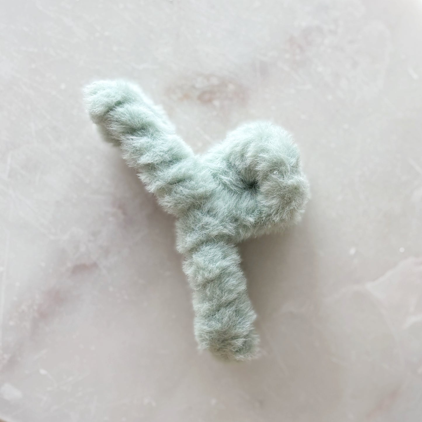 Fluffy Hair Clip - Sage Green