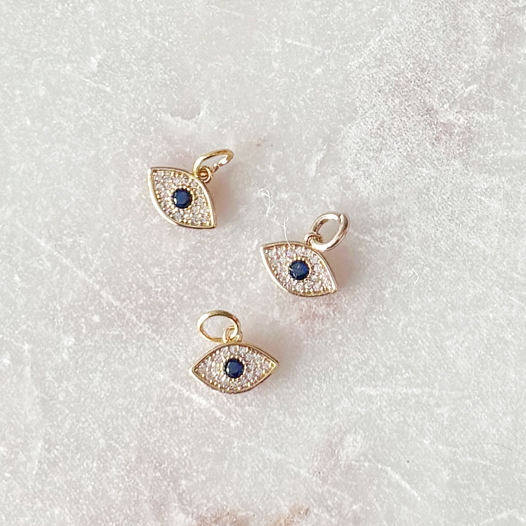 Pave Evil Eye Charm - Gold