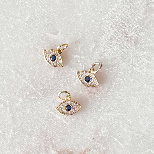 Pave Evil Eye Charm - Gold