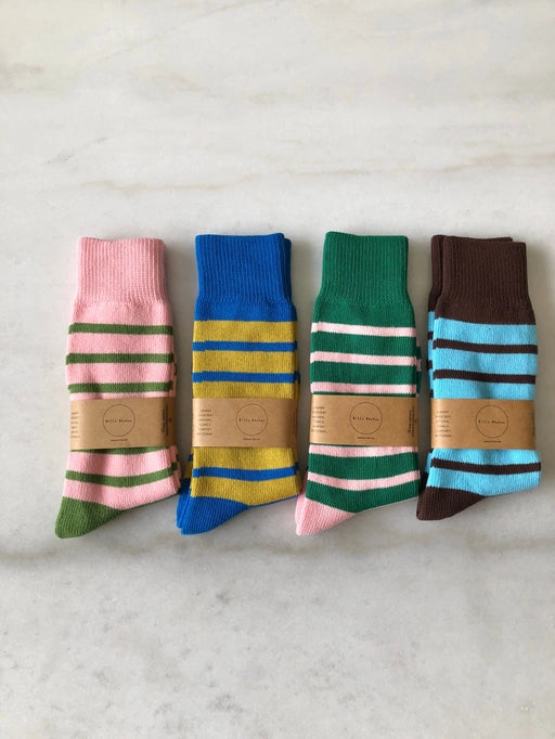 Makino Pop Stripe High Sock - Olive Indigo
