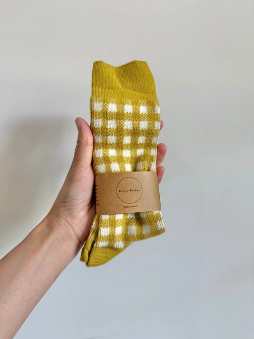 Cotswold Gingham Socks - Golden Moss