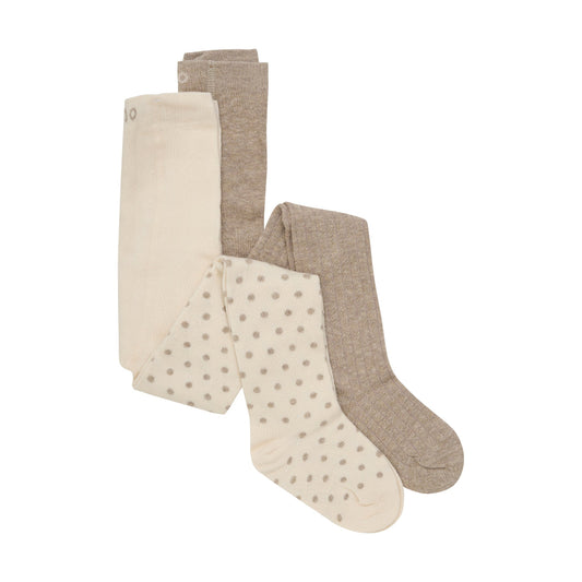 Knit Tights - Taupe/Polka Dot