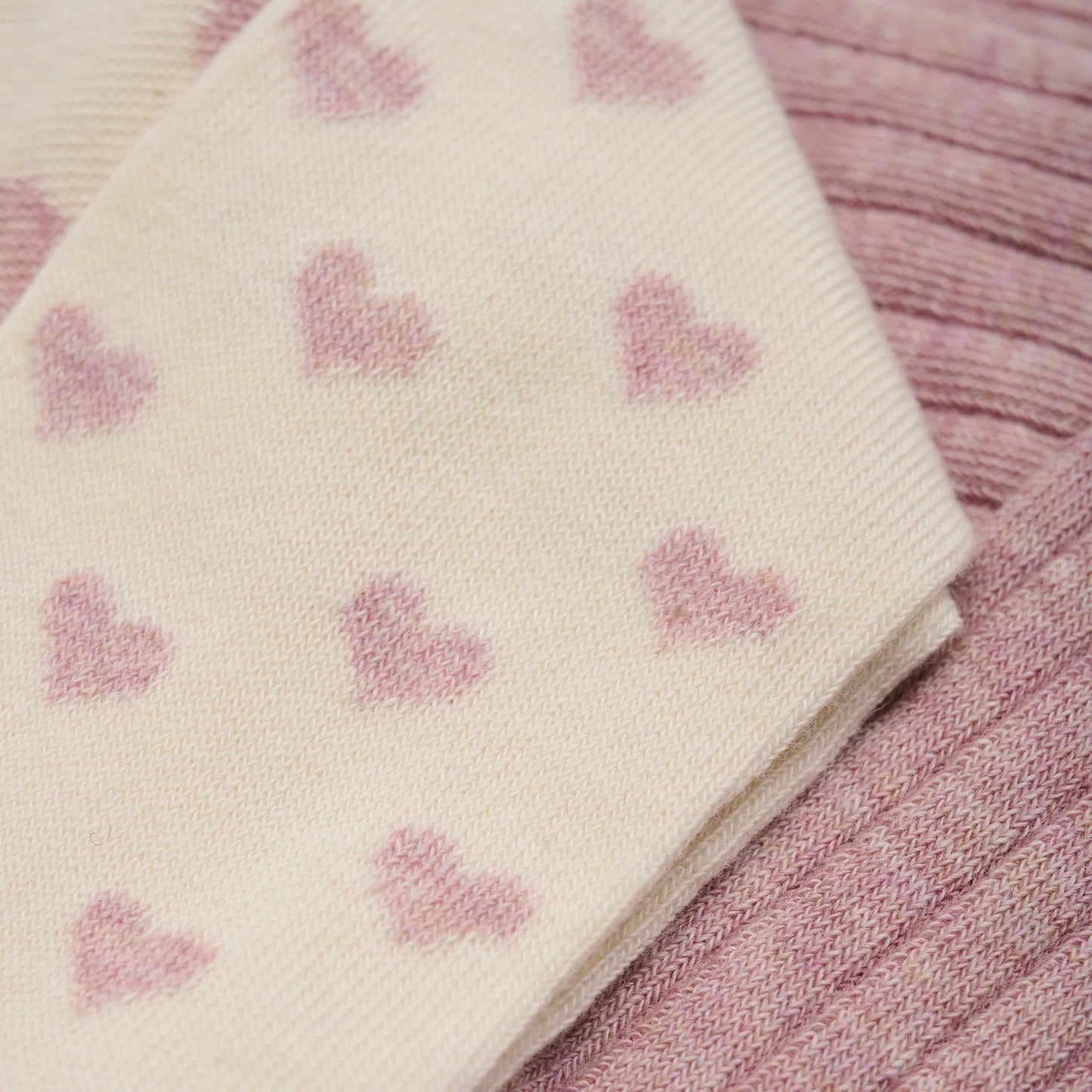 Knit Tights - Mauve/Hearts