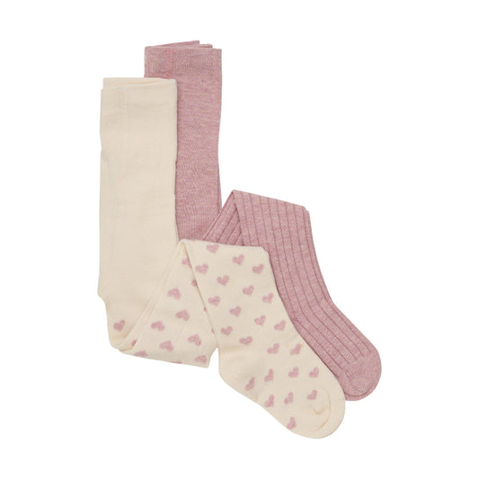 Knit Tights - Mauve/Hearts