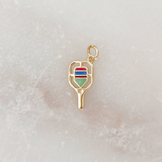 Gold Pickleball Paddle Charm