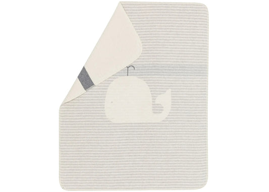 Cotton Flannel Blanket - Whale Stripe (Grey)
