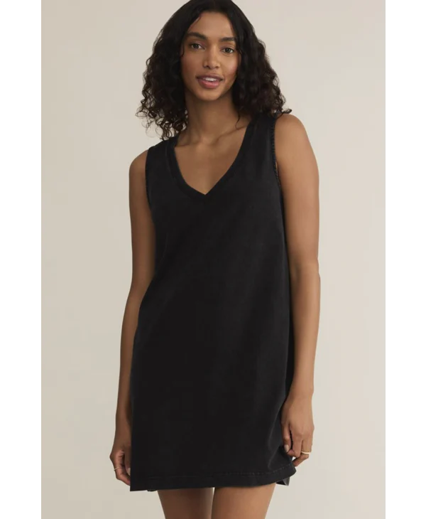 Sloane V-Neck Mini Dress - Washed Black