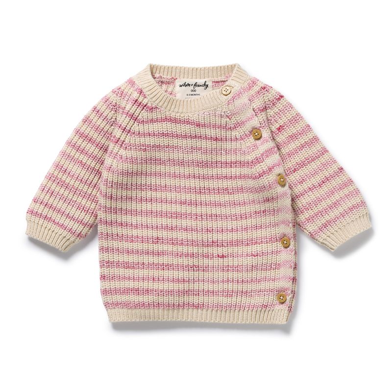 Knit Stripe Kimono Cardigan - Rhubarb and Cream