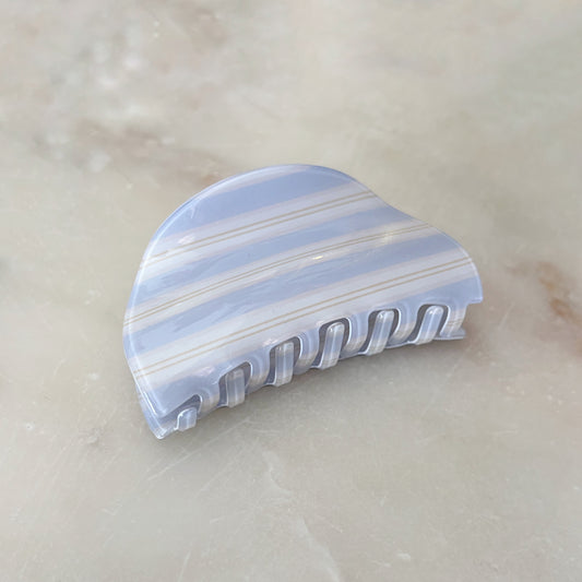 Half-Moon Hair Clip - Periwinkle Stripes