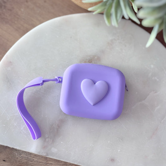 Silicone Heart Coin Purse - Purple