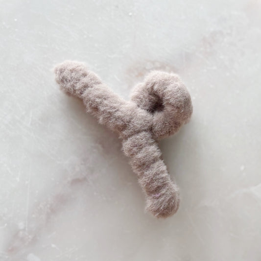 Fluffy Hair Clip - Tan