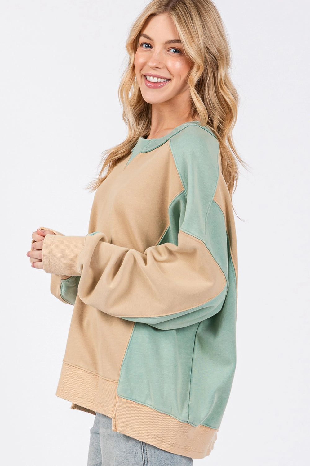 Colourblock Pullover - Cookie/Green