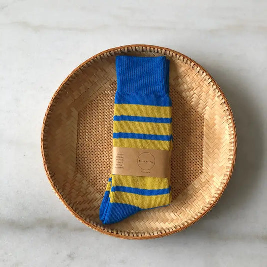 Makino Pop Stripe High Sock - Olive Indigo