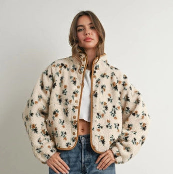Floral Fleece Jacket - Cream