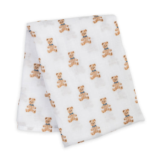 Cotton Muslin Swaddle - Vintage Bear