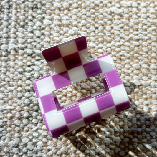 Hair Claw Clip - Checkered Purple