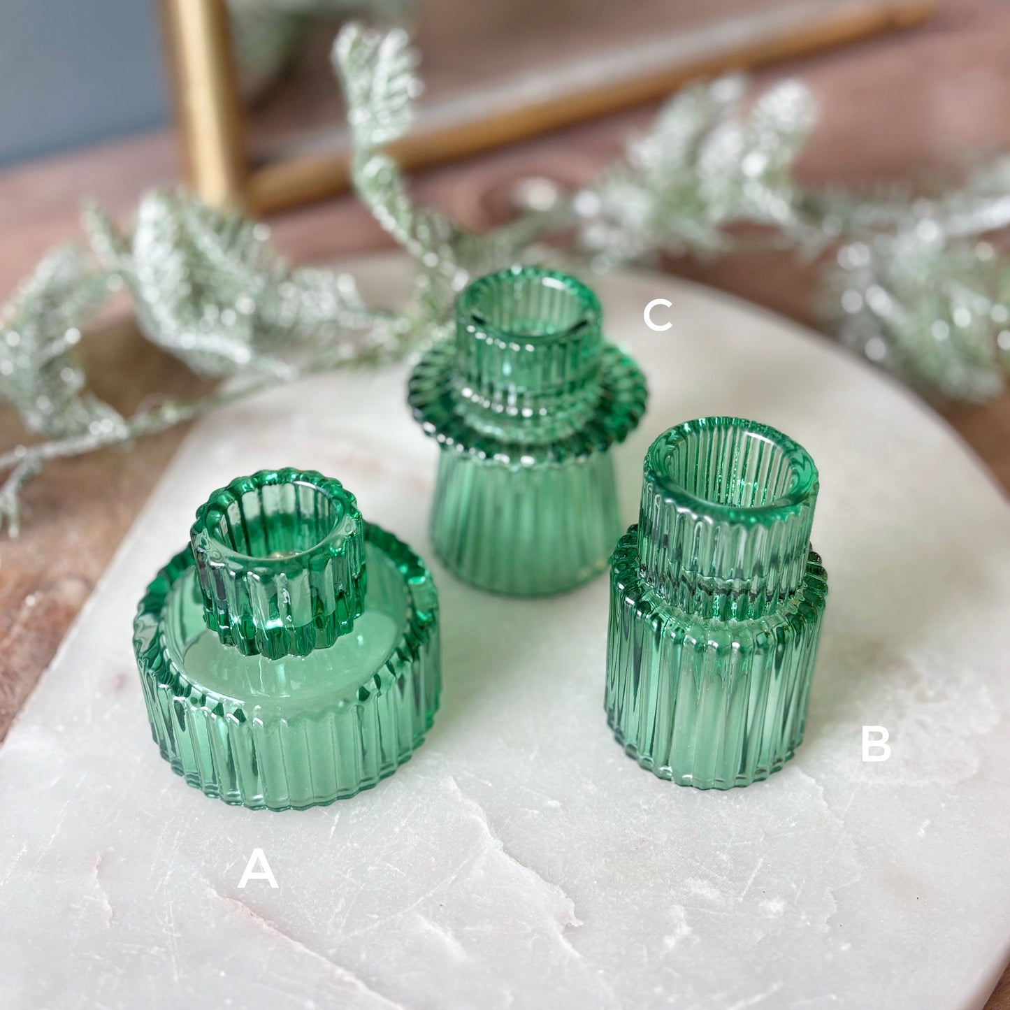Glass Candle Holder - Emerald