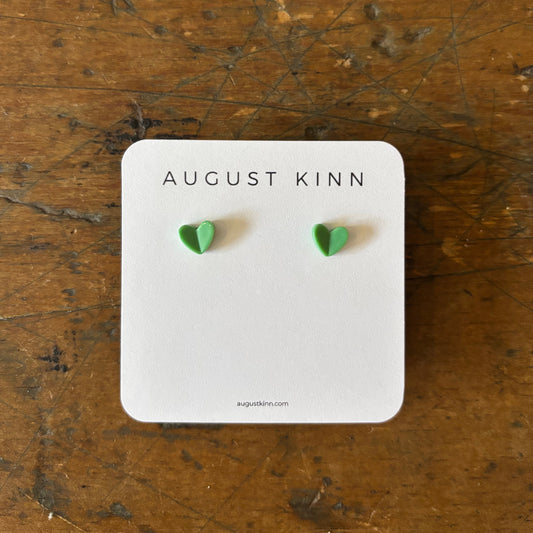 Resin Heart Stud Earrings - Green