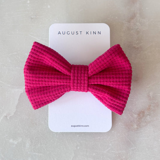 Waffle Bow Stretch Headband - Cranberry