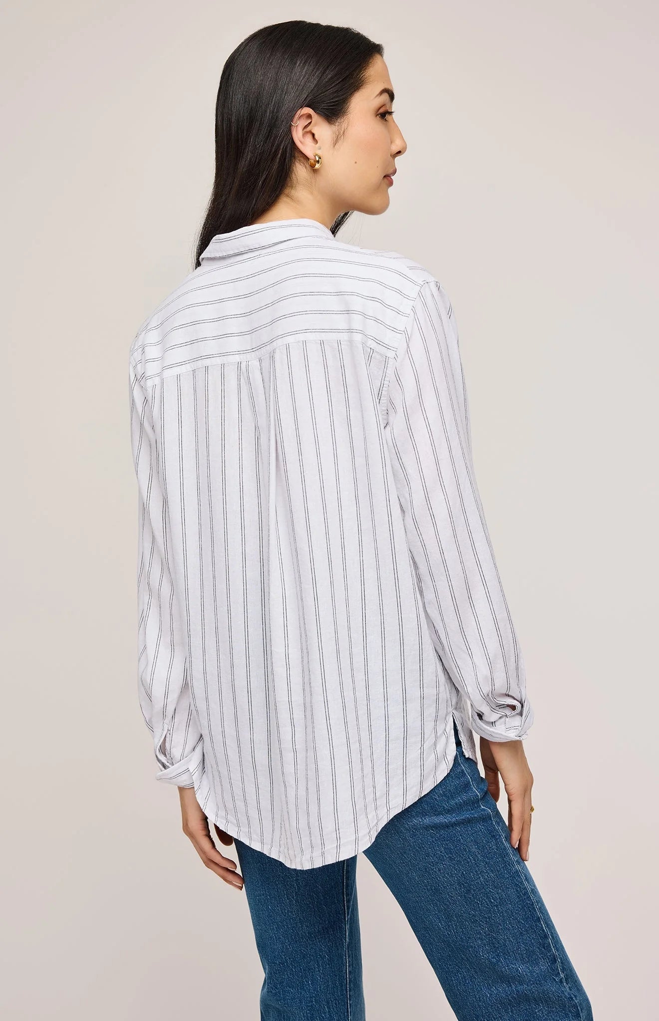 Dominique Button Down Shirt - White Stripe